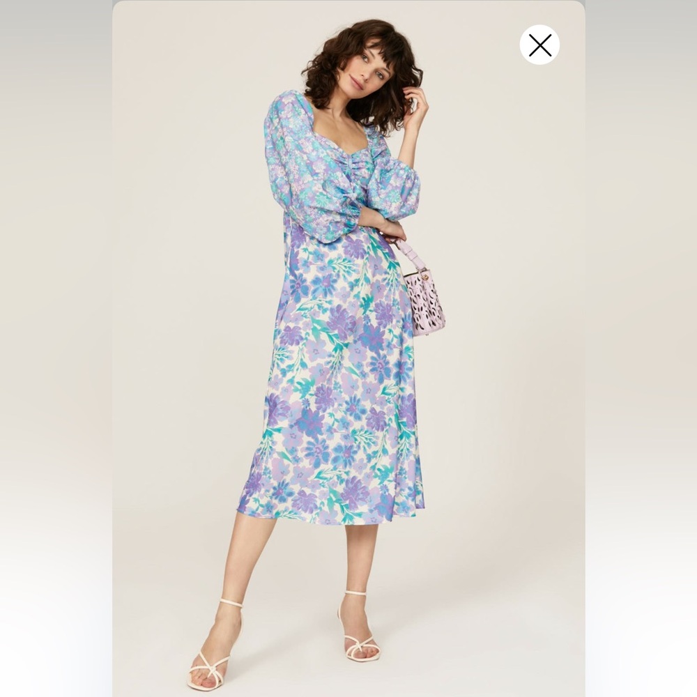 Louna Blue Floral Midi Dress